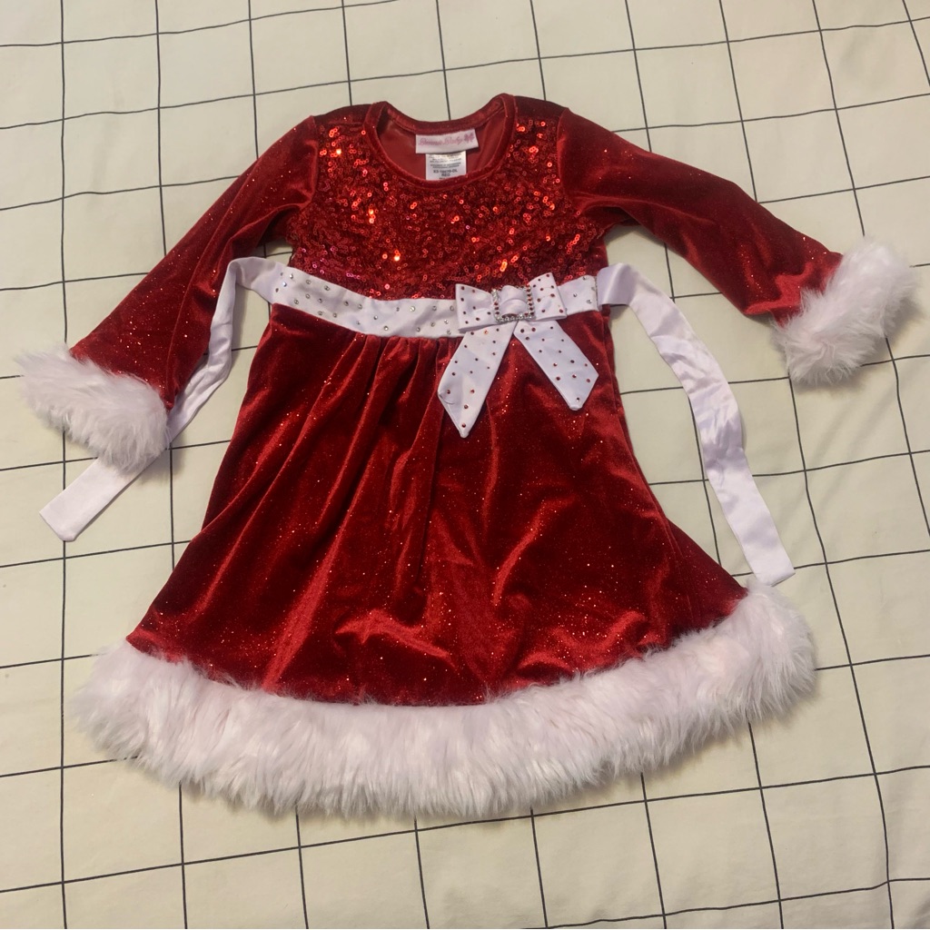 Red Christmas Dress White Fur Trim Size 2t